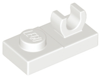 White Plate, Modified 1 x 2 with Open O Clip on Top