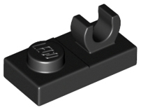 Black Plate, Modified 1 x 2 with Open O Clip on Top