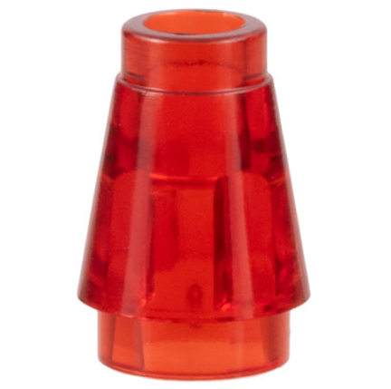 Trans-Red Cone 1 x 1 with Top Groove