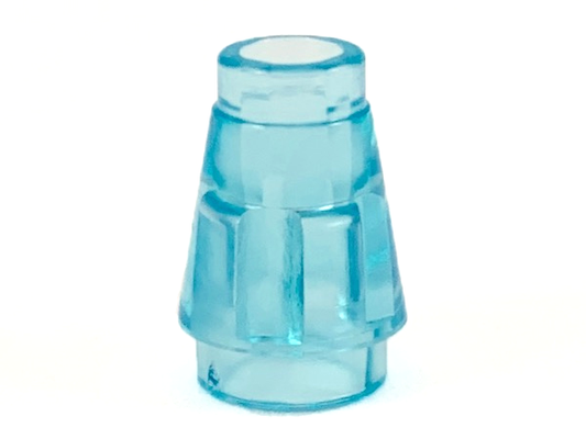 Trans-Light Blue Cone 1 x 1 with Top Groove