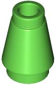Bright Green Cone 1 x 1 with Top Groove