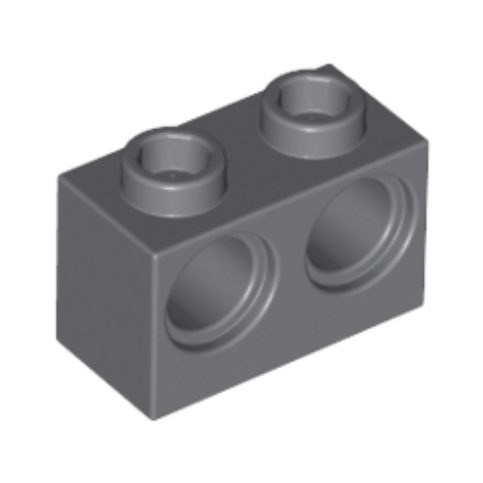 Dark Bluish Gray Technic, Brick 1 x 2 with Holes