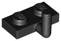 Black Plate, Modified 1 x 2 with Bar Arm Up (Horizontal Arm 5mm)