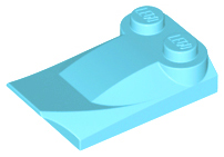 Medium Azure Slope, Curved 3 x 2 x 2/3 with 2 Studs, Wing End