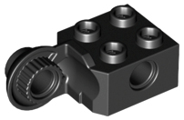 Black Technic, Brick Modified 2 x 2 with Pin Hole and Rotation Joint Ball Half Vertical