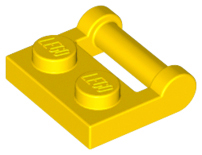 Yellow Plate, Modified 1 x 2 with Bar Handle on Side - Closed Ends