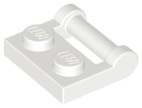 White Plate, Modified 1 x 2 with Bar Handle on Side - Closed Ends