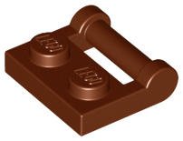 Reddish Brown Plate, Modified 1 x 2 with Bar Handle on Side - Closed Ends