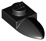 Black Plate, Modified 1 x 1 with Tooth Horizontal