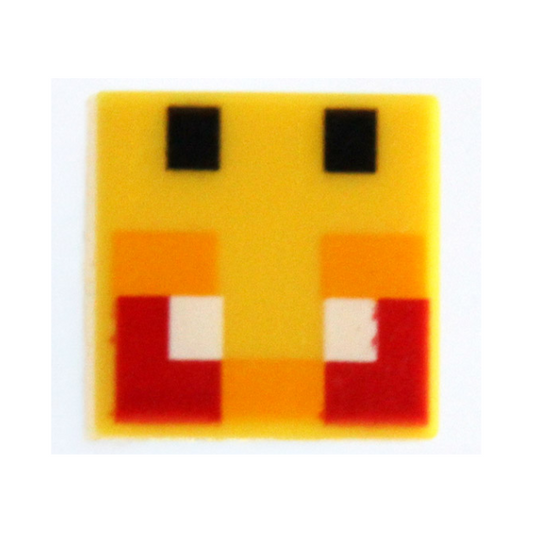 Yellow Tile 1 x 1 with Angry Bee Eyes Minecraft Pixelated Pattern