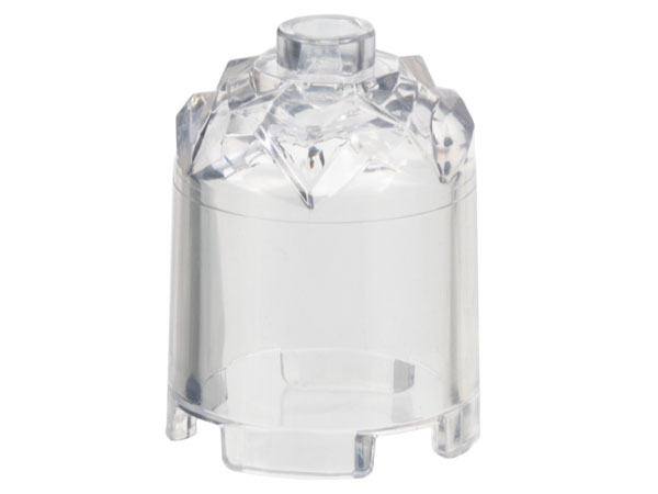 Trans-Clear Brick, Round 2 x 2 x 2 Crystal Facets on Top