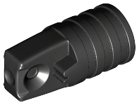 Black Hinge Cylinder 1 x 2 Locking with 1 Finger and Axle Hole on Ends without Slots