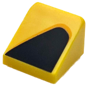 Yellow Slope 30 1 x 1 x 2/3 with Black and Bright Light Orange Curved Triangle / Vent Pattern Model Left Side