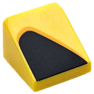 Yellow Slope 30 1 x 1 x 2/3 with Black and Bright Light Orange Curved Triangle / Vent Pattern Model Right Side