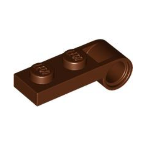 Reddish Brown Plate, Modified 1 x 2 with Pin Hole on End