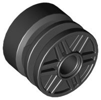 Black Wheel 18mm D. x 14mm with Pin Hole, Fake Bolts and Shallow Spokes