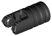 Black Hinge Cylinder 1 x 2 Locking with 2 Fingers and Axle Hole on Ends without Slots