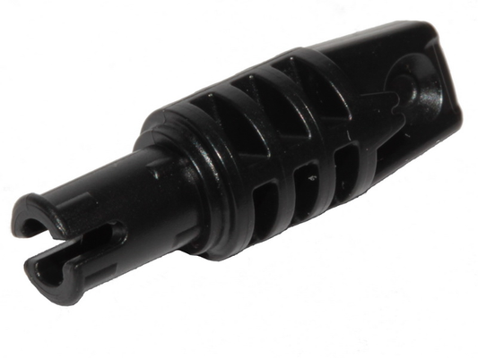 Black Hinge Cylinder 1 x 3 Locking with 1 Finger and Pin with Squared Hole and Friction Ridges on Ends