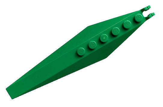 Green Hinge Plate 3 x 12 with Angled Side Extensions and Tapered Ends