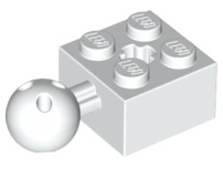 White Technic, Brick Modified 2 x 2 with Ball Joint and Axle Hole with 6 Holes in Ball