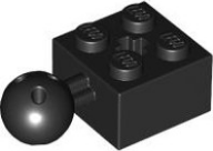 Black Technic, Brick Modified 2 x 2 with Ball Joint and Axle Hole with 6 Holes in Ball