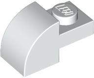 White Slope, Curved 2 x 1 with Recessed Stud