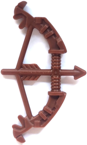 Reddish Brown Minifigure, Weapon Bow, Recurve with Ornate Limbs and 2 Small Pin Holes, Arrow Drawn (Horizon Hunter Bow)