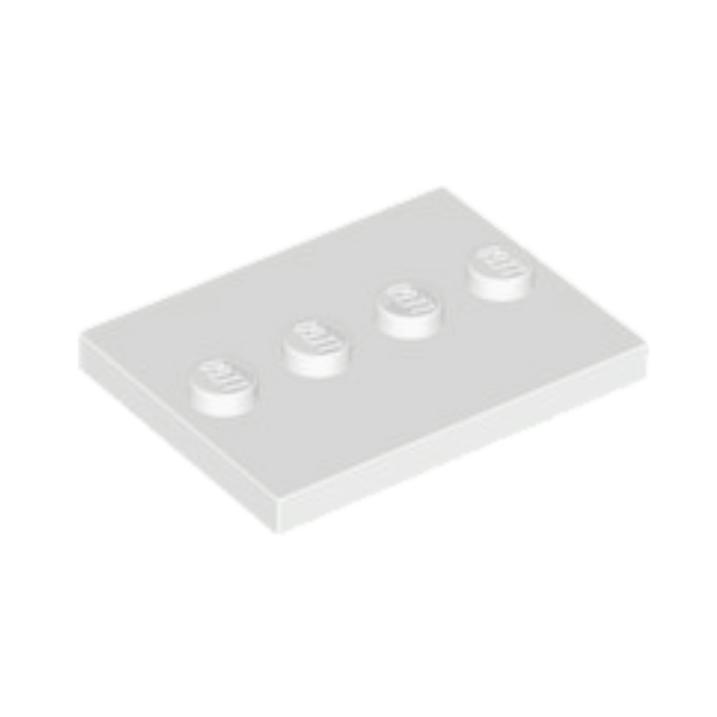 White Tile, Modified 3 x 4 with 4 Studs in Center