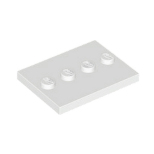 White Tile, Modified 3 x 4 with 4 Studs in Center