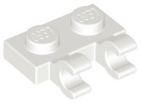 White Plate, Modified 1 x 2 with 2 Open O Clips (Horizontal Grip)