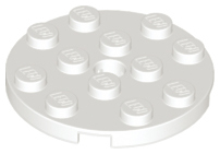 White Plate, Round 4 x 4 with Hole