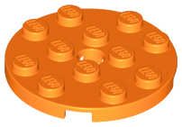 Orange Plate, Round 4 x 4 with Hole