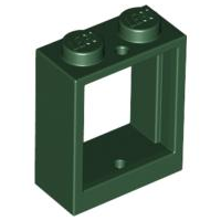 Dark Green Window 1 x 2 x 2 Flat Front