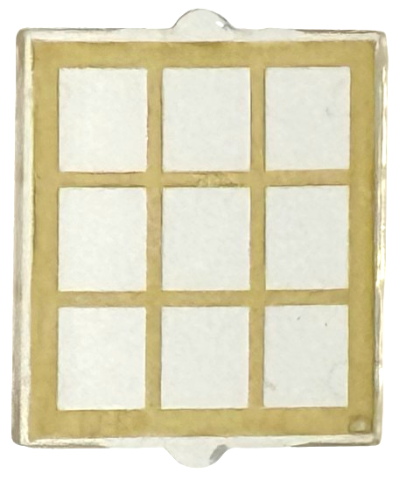 Trans-Clear Glass for Window 1 x 2 x 2 Flat Front with Gold Lattice Pattern