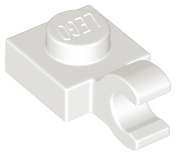 White Plate, Modified 1 x 1 with Open O Clip (Horizontal Grip)