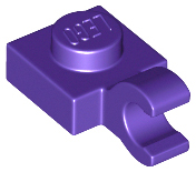 Dark Purple Plate, Modified 1 x 1 with Open O Clip (Horizontal Grip)