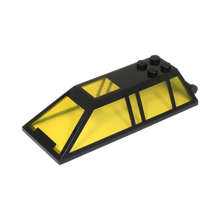 Black Windscreen 10 x 4 x 2 Canopy with 4 Studs and Bar Handle with Molded Trans-Yellow Glass Pattern