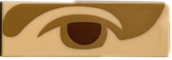 Light Nougat Tile 1 x 3 with Reddish Brown Left Eye with Medium Nougat Eyelid and Shadow Pattern (Mona Lisa)
