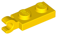 Yellow Plate, Modified 1 x 2 with Clip on End (Horizontal Grip)
