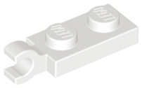 White Plate, Modified 1 x 2 with Clip on End (Horizontal Grip)