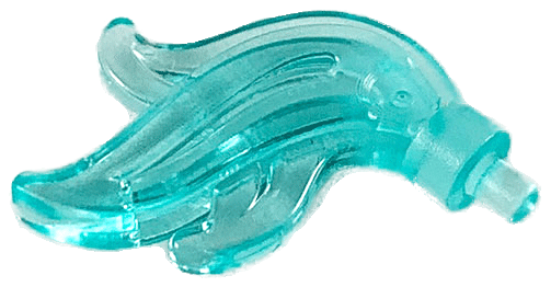Trans-Light Blue Minifigure, Plume Feather Triple Compact / Flame / Water with Small Pin