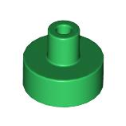 Green Tile, Round 1 x 1 with Bar and Small Pin Hole