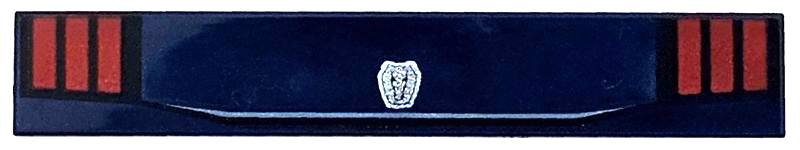 Dark Blue Tile 1 x 6 with Silver Ford Mustang Dark Horse Logo and Red Car Taillights with Black Outline Pattern