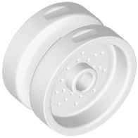White Wheel 18mm D. x 12mm with Pin Hole and Stud, Dotted Brake Rotor Lines