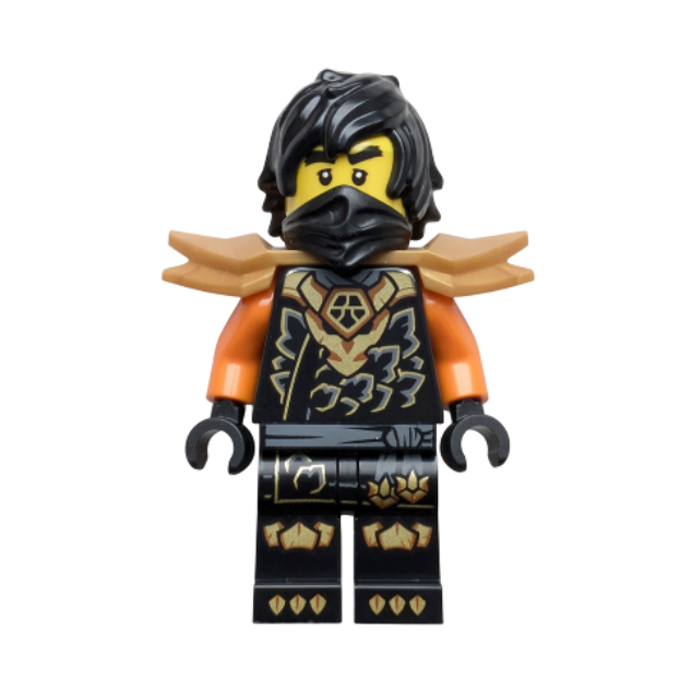 njo1038 Cole - Dragons Rising, Tunic with Dragon Head, Hair, Wide Pearl Gold Shoulder Armor