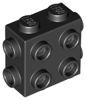 Black Brick, Modified 1 x 2 x 1 2/3 with Studs on Side and Ends