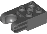 Dark Bluish Gray Technic, Brick Modified 2 x 2 with Ball Socket and Axle Hole - Straight Forks with Round Ends and Closed Sides