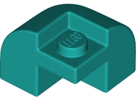 Dark Turquoise Slope, Curved 2 x 2 x 1 1/3 Corner Round with Recessed Stud