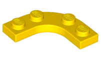 Yellow Plate, Round Corner 3 x 3 with 2 x 2 Curved Cutout