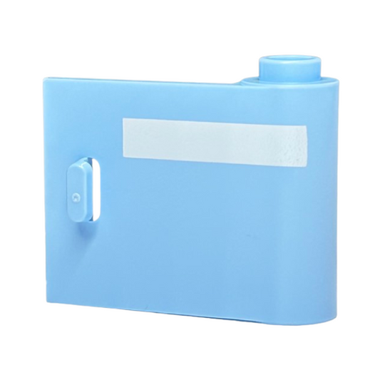 Bright Light Blue Door 1 x 3 x 2 Right - Open Between Top and Bottom Hinge with Horizontal White Stripe Pattern